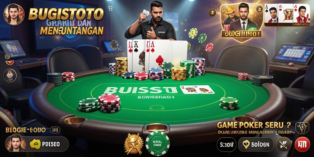 Tampilan gameplay Poker yang seru dan mendebarkan di BUGISTOTO.