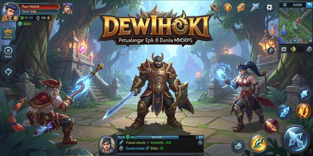 Screenshot gameplay DEWIHOKI menunjukkan petualangan epik dan pertempuran yang mendebarkan.