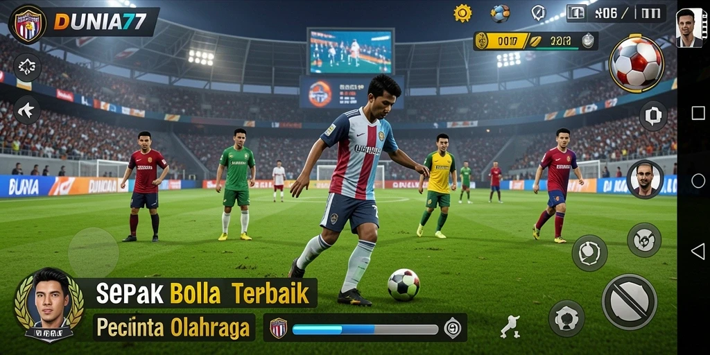 Tampilan gameplay menarik dalam DUNIA77 dengan aksi sepak bola realistis.