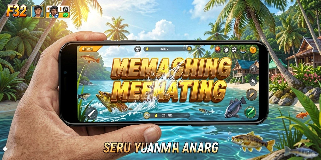 Tampilan gameplay F32 dengan pengalaman memancing yang memukau.