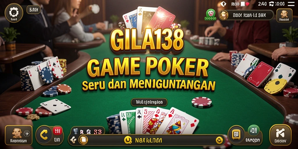 Tangkapan layar utama GILA138 menunjukkan aksi seru gameplay Poker.