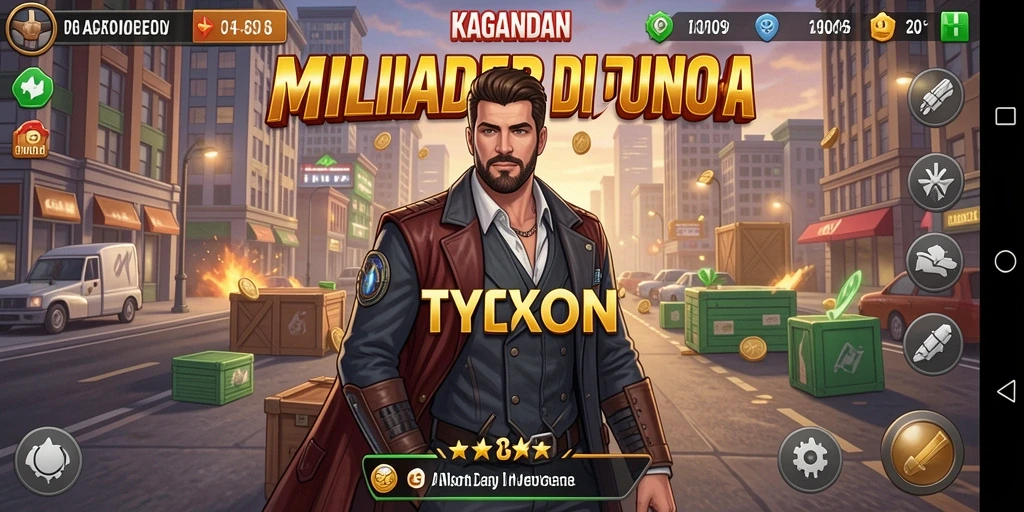 Tangkapan layar utama KAGANDAN menunjukkan gameplay bisnis yang dinamis dan menarik.