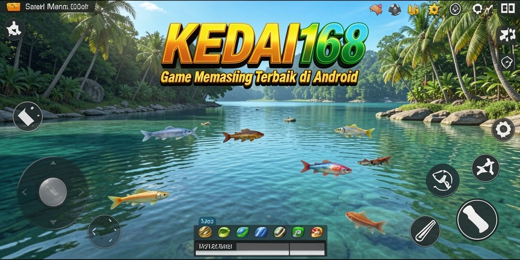 Screenshot KEDAI168 menampilkan pemain saat menangkap ikan besar.