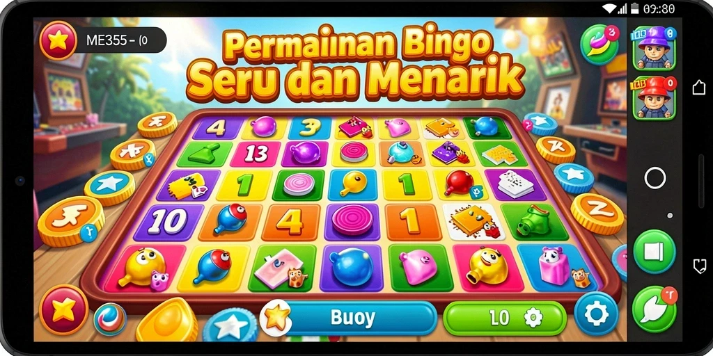Tampilan gameplay seru Bingo di ME355 dengan fitur menarik.