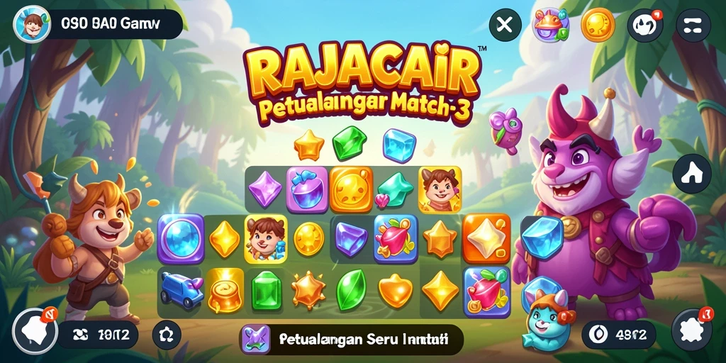 Tampilan gameplay seru dari RAJACAIR dengan kombinasi item Match-3.