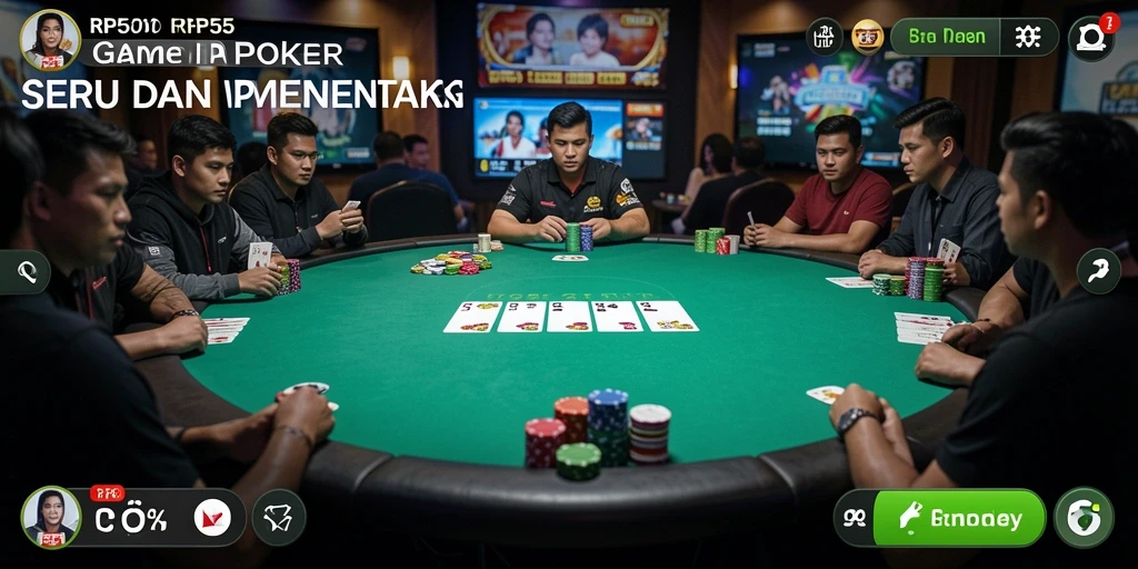 Screenshot menunjukkan pemain bersaing dalam permainan Poker yang seru.