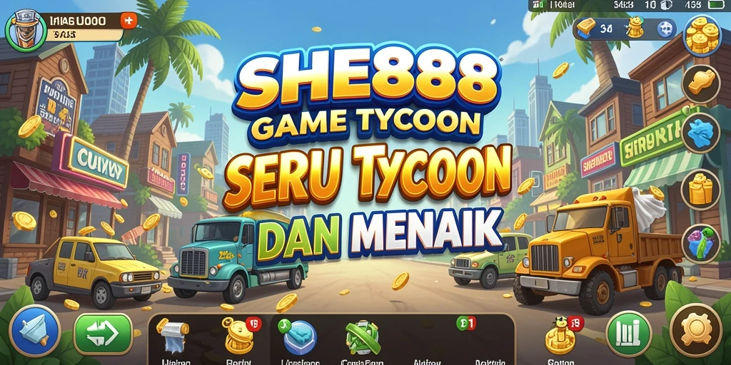 Tangkapan layar utama memperlihatkan gameplay seru SHE888 dengan elemen Tycoon.