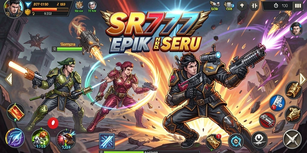 Gameplay mengasyikkan dalam pertarungan SR777 yang penuh aksi.