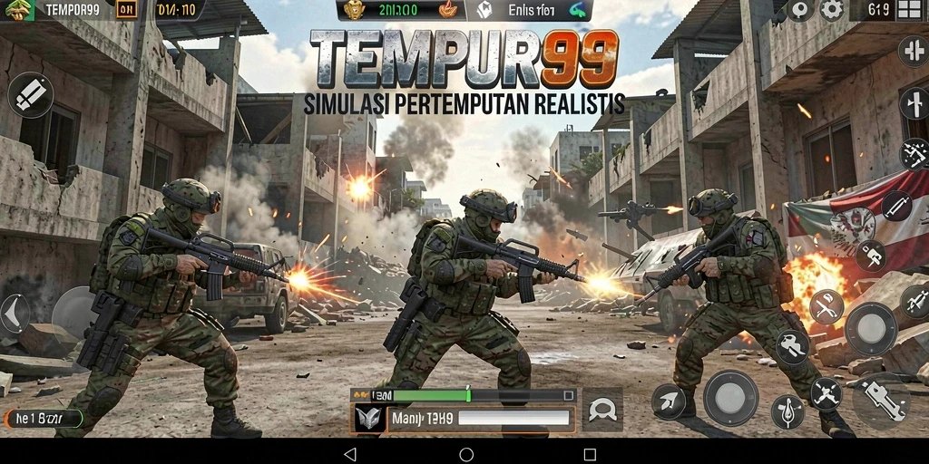 Tangkapan layar TEMPUR99 menunjukkan aksi pertempuran yang mendebarkan dan realistis.
