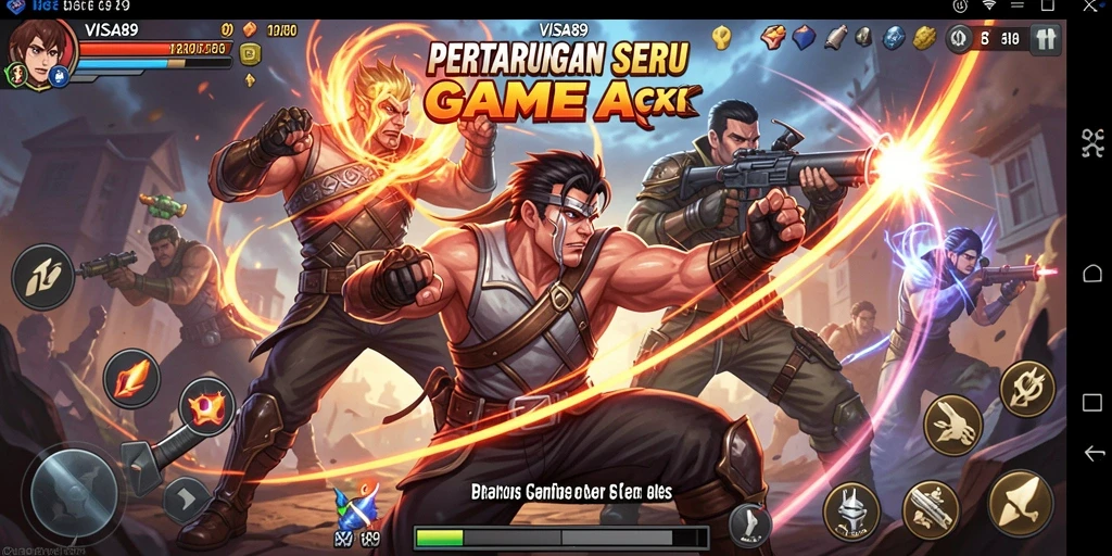 Screenshot utama VISA89 menampilkan aksi pertarungan yang mendebarkan.