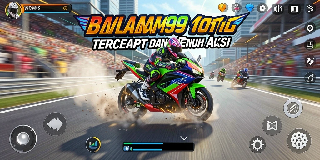 Tampilan gameplay WOW99 dengan balapan motor yang intens.
