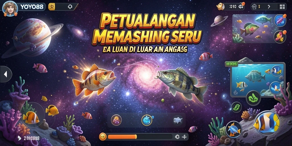 Screenshot dari gameplay YOYO88 yang menunjukkan aksi memancing seru.